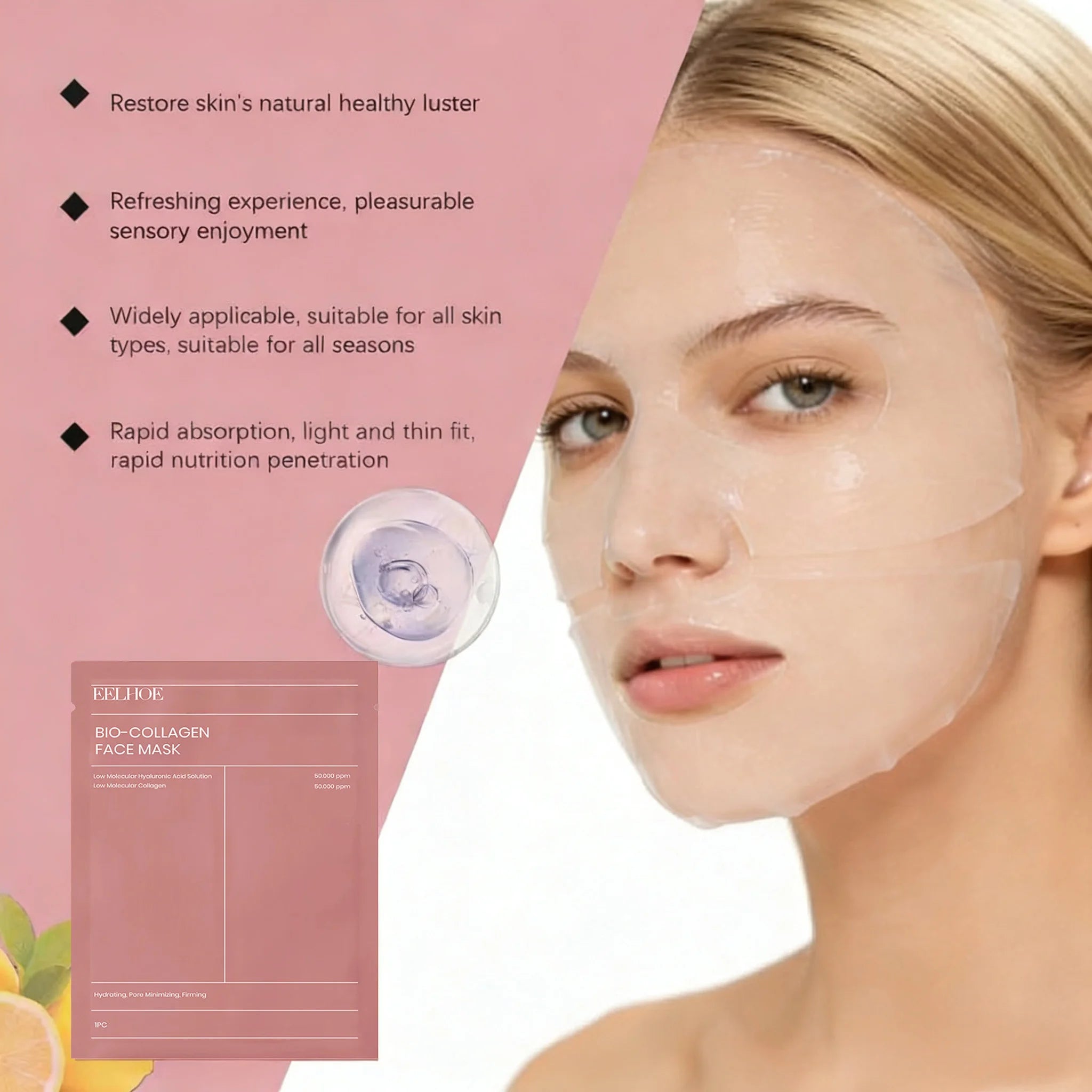 Bio Collagen Face Mask — Deep Hydrating & Pore Minimizing (3, 5 or 10 Pack)